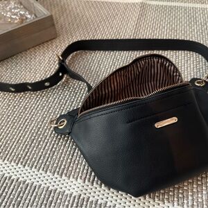 Black Jolene Couture Leather Crossbody Buckle Bag